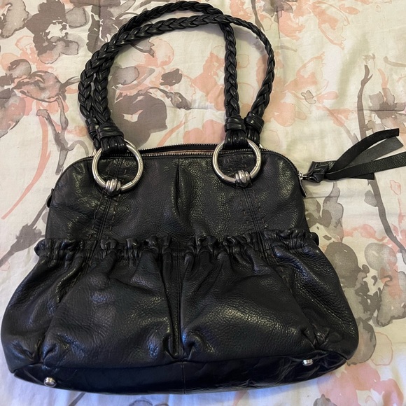 Black pebble leather B Makowsky hand bag - Picture 3 of 5